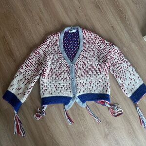 Zara Red and Blue Knit Sweater